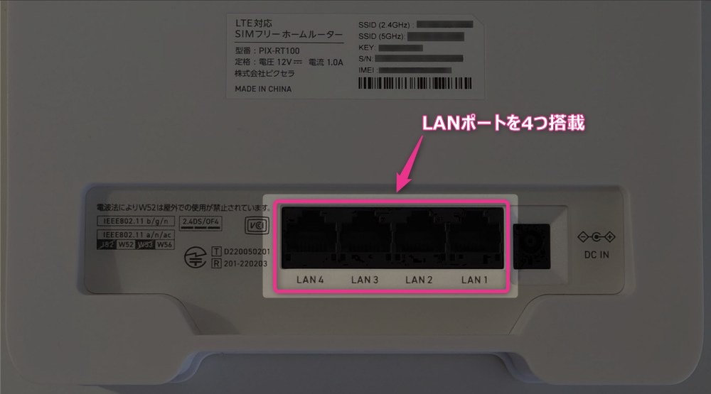 LANポートを4つ搭載